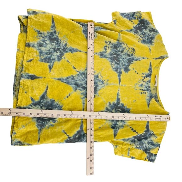 Yellow & Blue Tie-Dye Linen T-Shirt By Bella Dahl - Picture 3 of 6